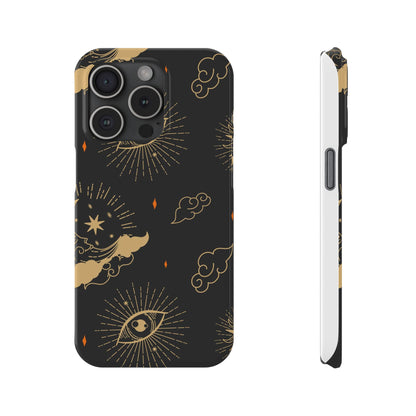 Black and Gold Mystical Astrology iPhone  16, 15, 14,  13 Case. Perfect Gift for Astrology Lovers. Celestial Symbolism - Fits iPhone 15 Pro & Max