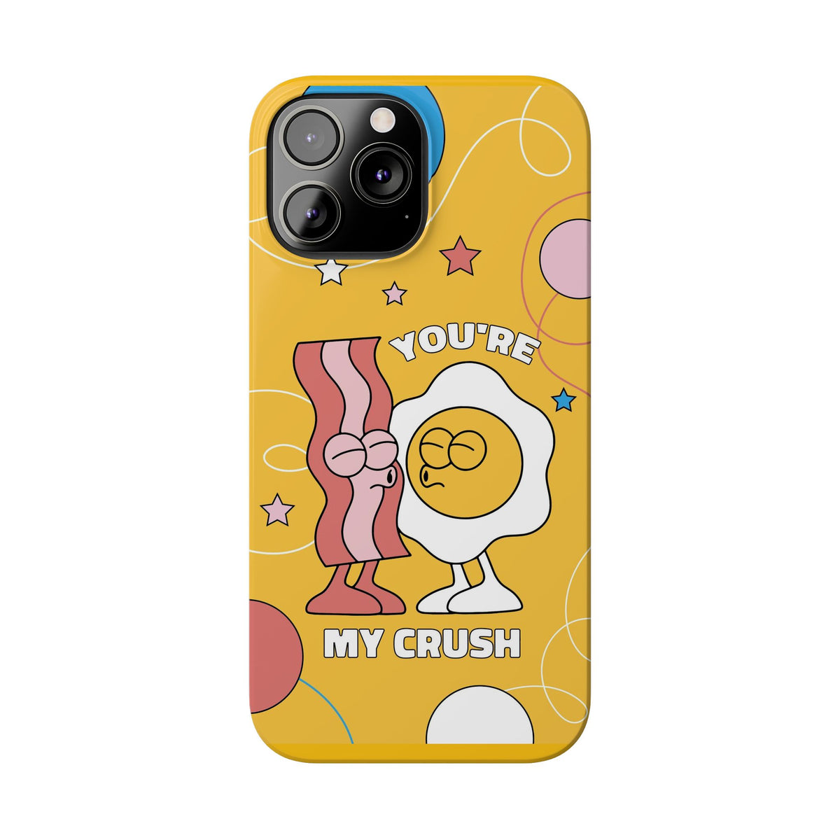 fried egg and bacon couple in retro cartoon style. - casetinger