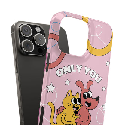 Dog and cat couple in retro cartoon style.