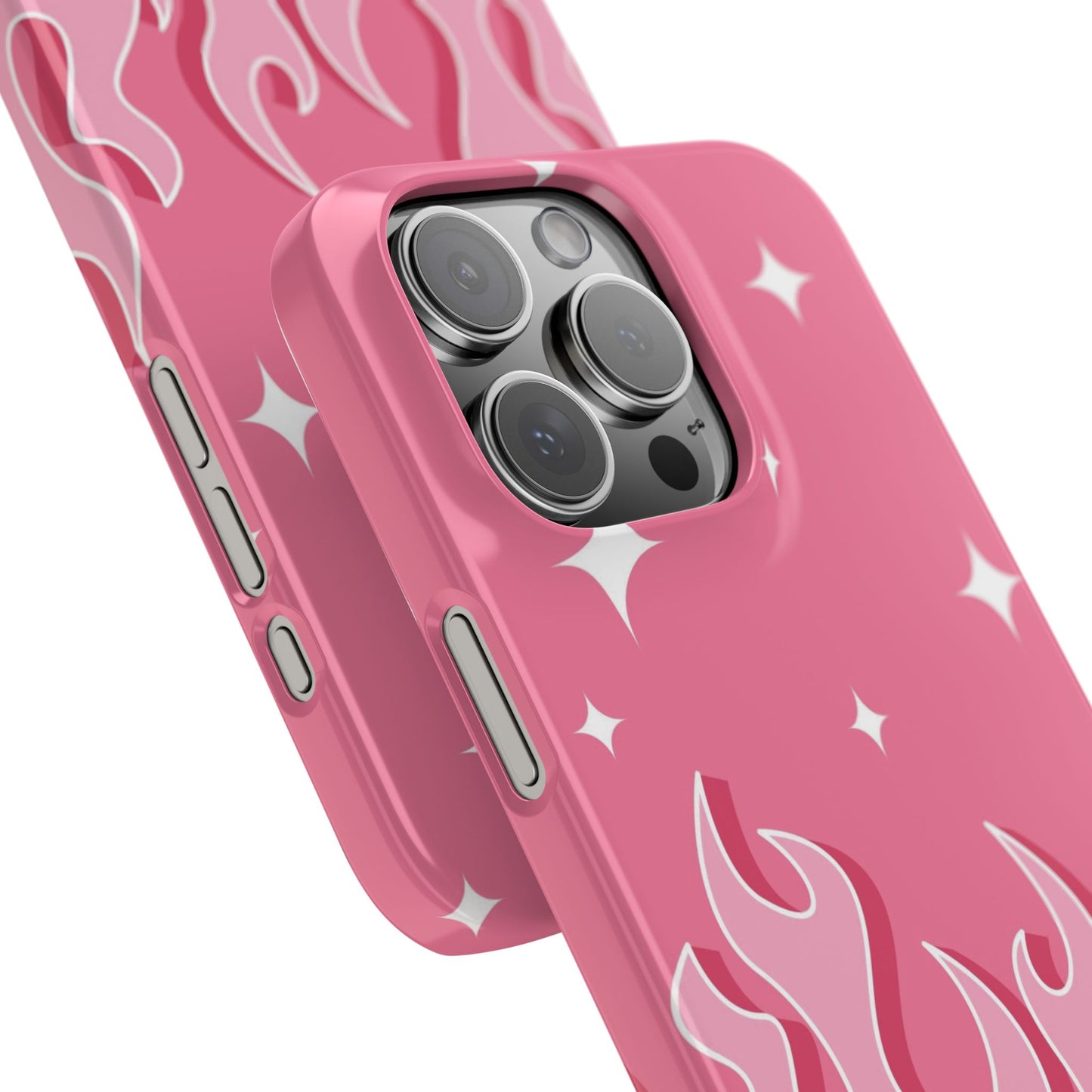 Pink Flame iPhone Case with Heart - Feminine Design for Women. For iphone 13, iphone 14 and iphone 15 pro and max