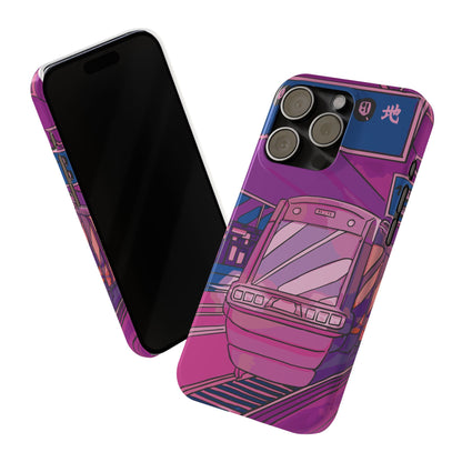 iPhone case with Japanese Vaporwave cityscape for iPhone 16, 15, 14 and 13. Neon Asian style