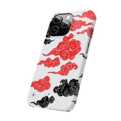 Red & Black Japanese Otaku Cloud iPhone Case - Stylish & Protective Cover