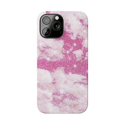 Pink Glitter Sky Phone Case - Sparkling Cloud Design for iPhone