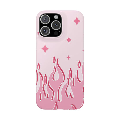 Pink Flame iPhone Case with Heart - Feminine Design for Women. For iphone 13, iphone 14 and iphone 15 pro and max