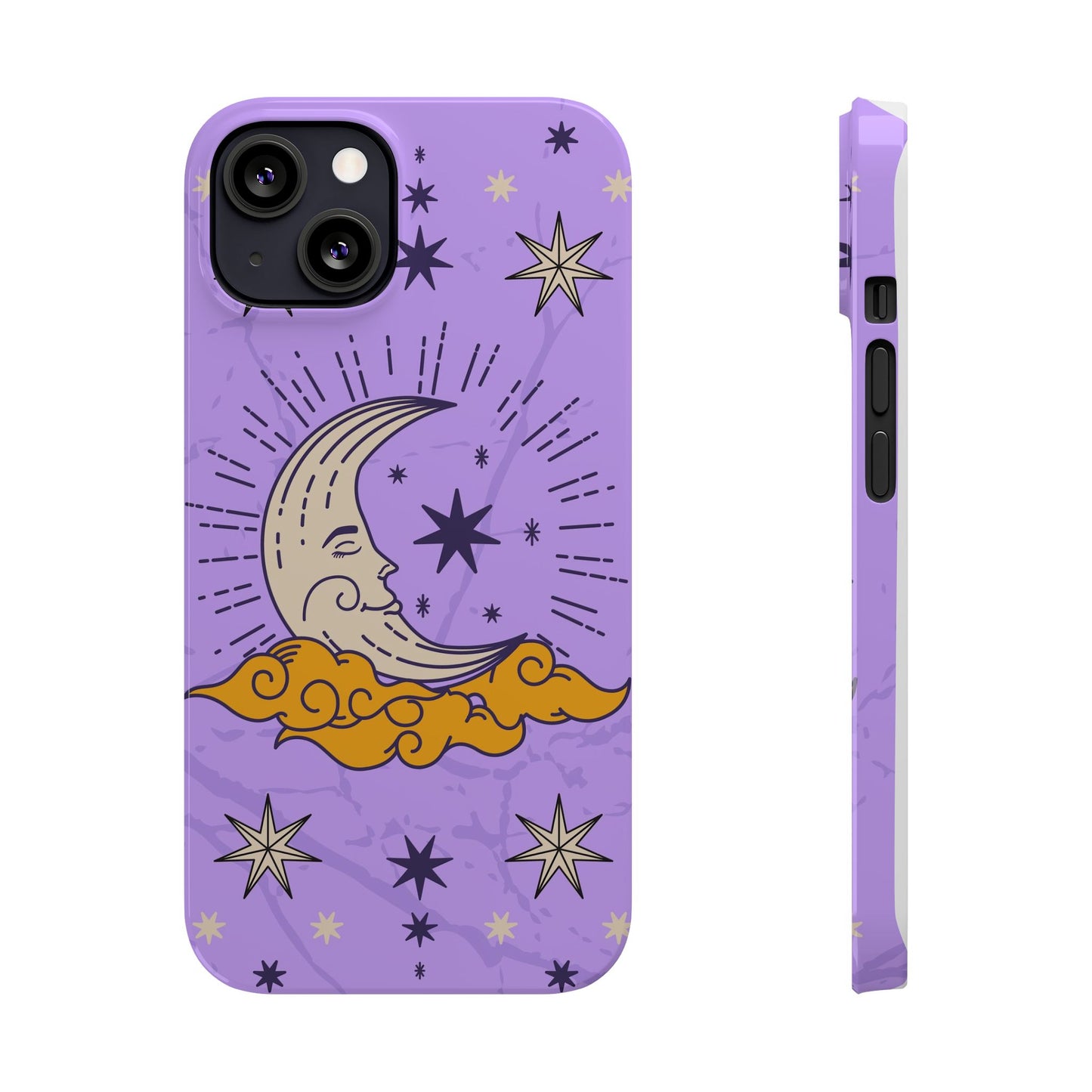 Purple Moon & Modern Witch iPhone 16, 15, 14, 13 Case - Celestial Design - Fits iPhone 15 Pro and Max - Ideal Gift for Modern Witches