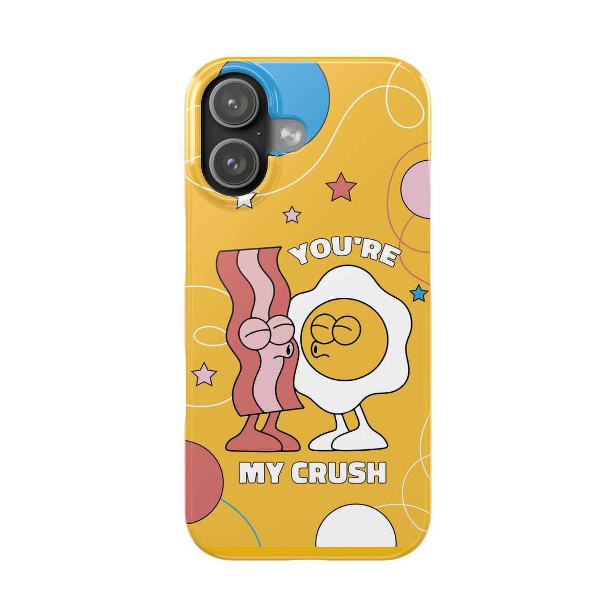 fried egg and bacon couple in retro cartoon style. - casetinger