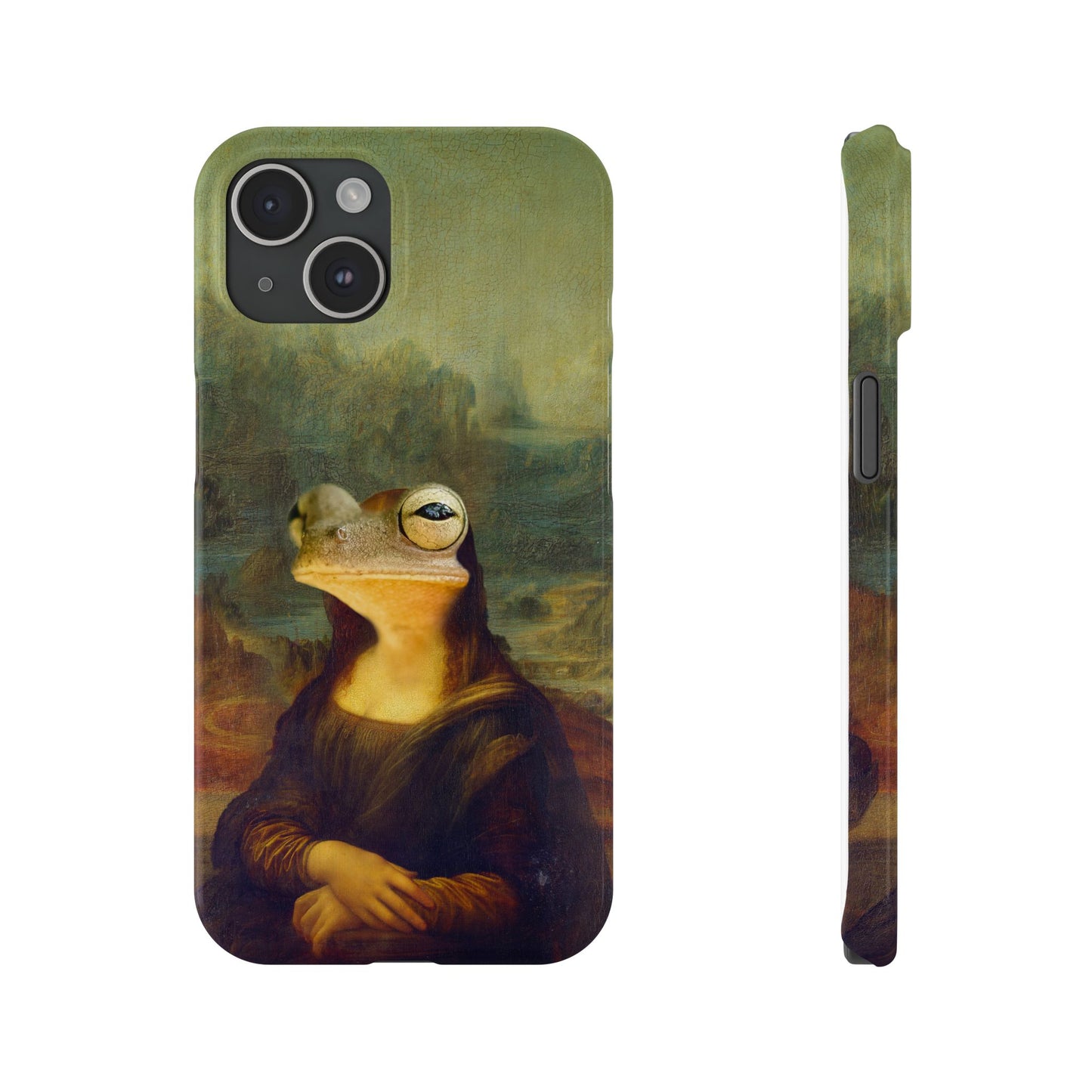 Froggy iPhone Case, Mona Lisa Parody, Wireless Charging - iPhone 16, 15, 14, 13 Pro/Max