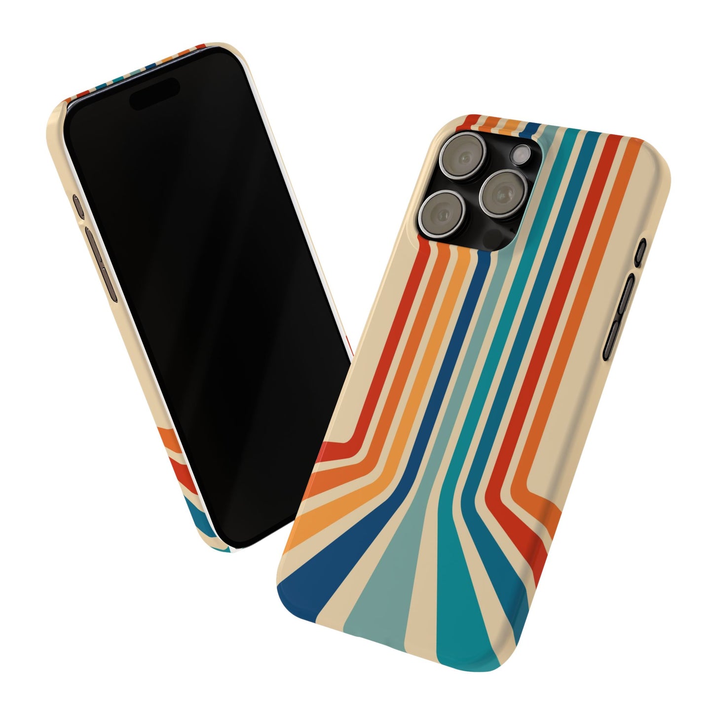 Retro iPhone case with abstract stripes on the horizon - Timeless Design for Summer - For iPhone 13, iPhone 14 and iPhone 15 pro and max.