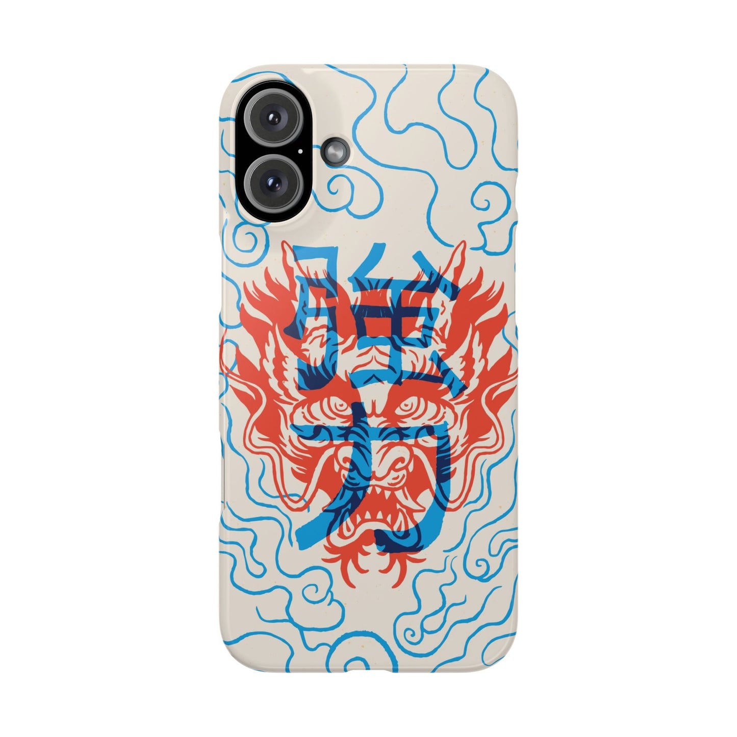 Geek iphone case with asian art duotone style. Case for iphone 15, iphone 14 and iphone 13 pro and max.