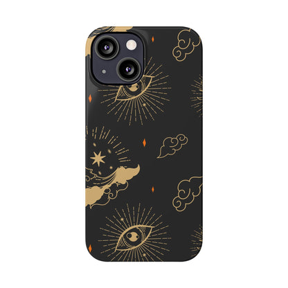 Black and Gold Mystical Astrology iPhone  16, 15, 14,  13 Case. Perfect Gift for Astrology Lovers. Celestial Symbolism - Fits iPhone 15 Pro & Max