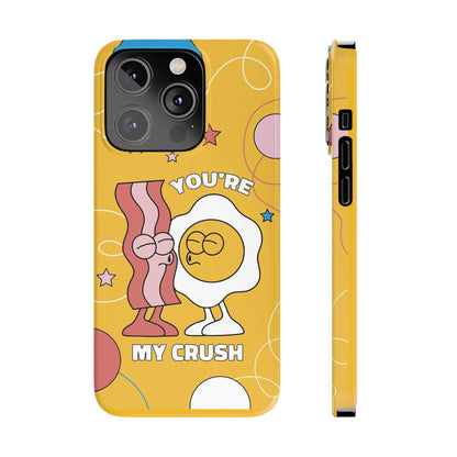 fried egg and bacon couple in retro cartoon style. - casetinger