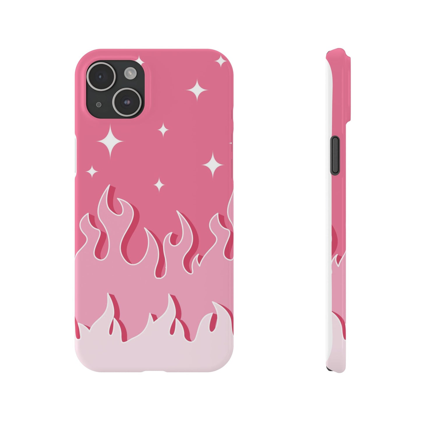 Pink Flame iPhone Case with Heart - Feminine Design for Women. For iphone 13, iphone 14 and iphone 15 pro and max