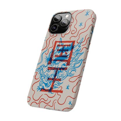 Geek iPhone case with dragon design and Asian art duotone style. Iphone 15 case, iphone 14 and iphone 13 pro and max