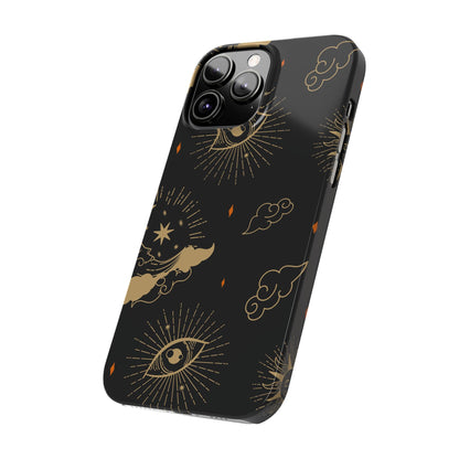 Black and Gold Mystical Astrology iPhone  16, 15, 14,  13 Case. Perfect Gift for Astrology Lovers. Celestial Symbolism - Fits iPhone 15 Pro & Max