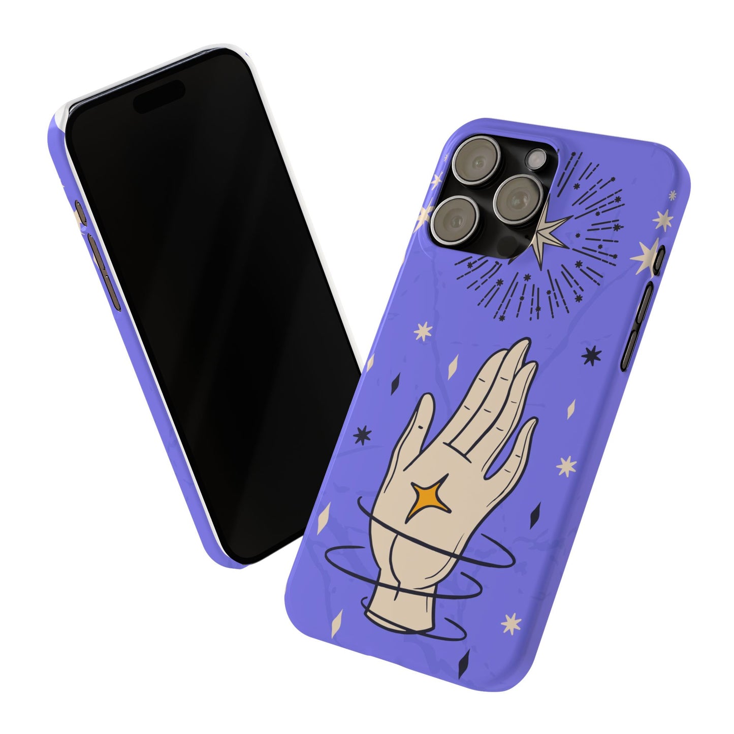 Purple Mystic Hand iPhone 15, 14, 13 Case - Celestial Design - Fits iPhone 15 Pro and Max - Ideal Gift for Astrology Enthusiasts