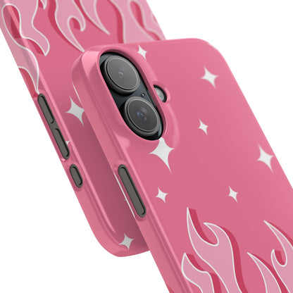 Pink Flame iPhone Case with Heart - Feminine Design for Women. For iphone 13, iphone 14 and iphone 15 pro and max