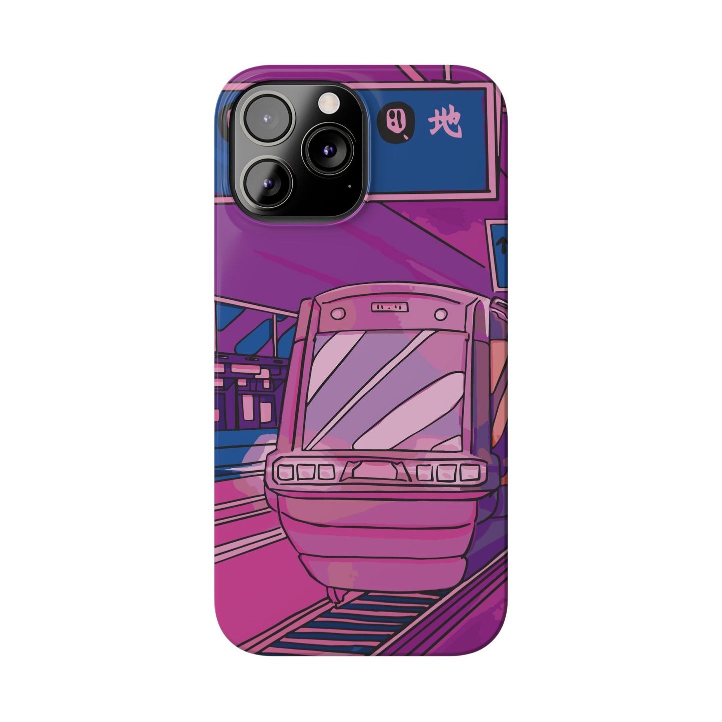 iPhone case with Japanese Vaporwave cityscape for iPhone 16, 15, 14 and 13. Neon Asian style