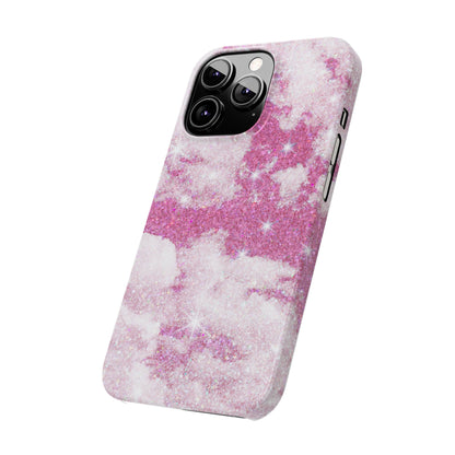 Pink Glitter Sky Phone Case - Sparkling Cloud Design for iPhone