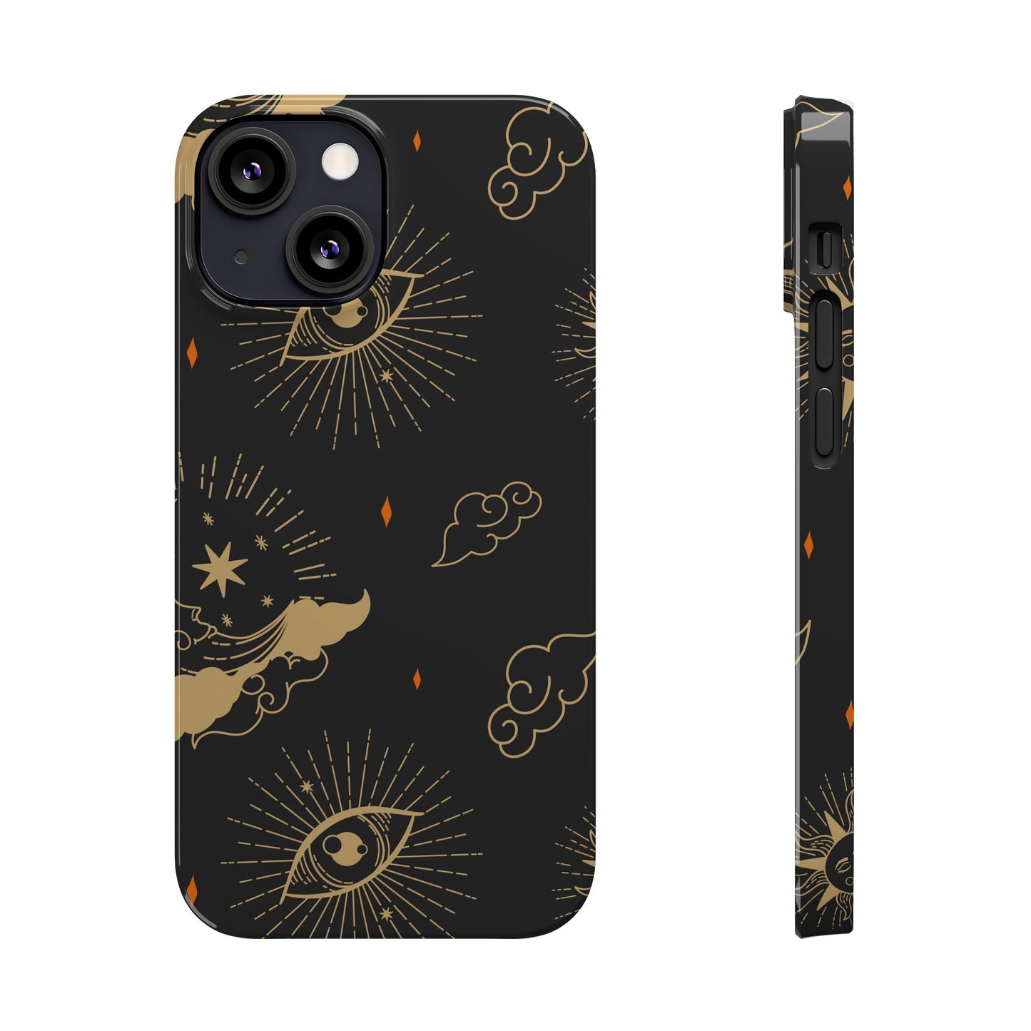 Black and Gold Mystical Astrology iPhone  16, 15, 14,  13 Case. Perfect Gift for Astrology Lovers. Celestial Symbolism - Fits iPhone 15 Pro & Max