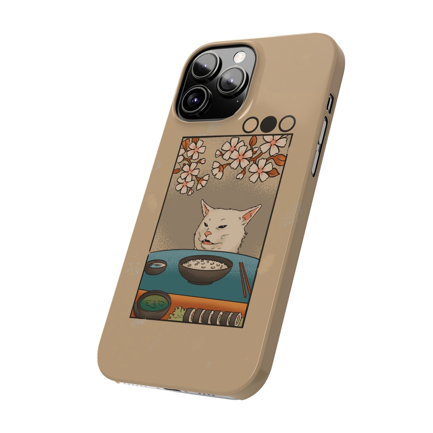 Whimsical Cat and Sushi iPhone Case – Meme-Inspired