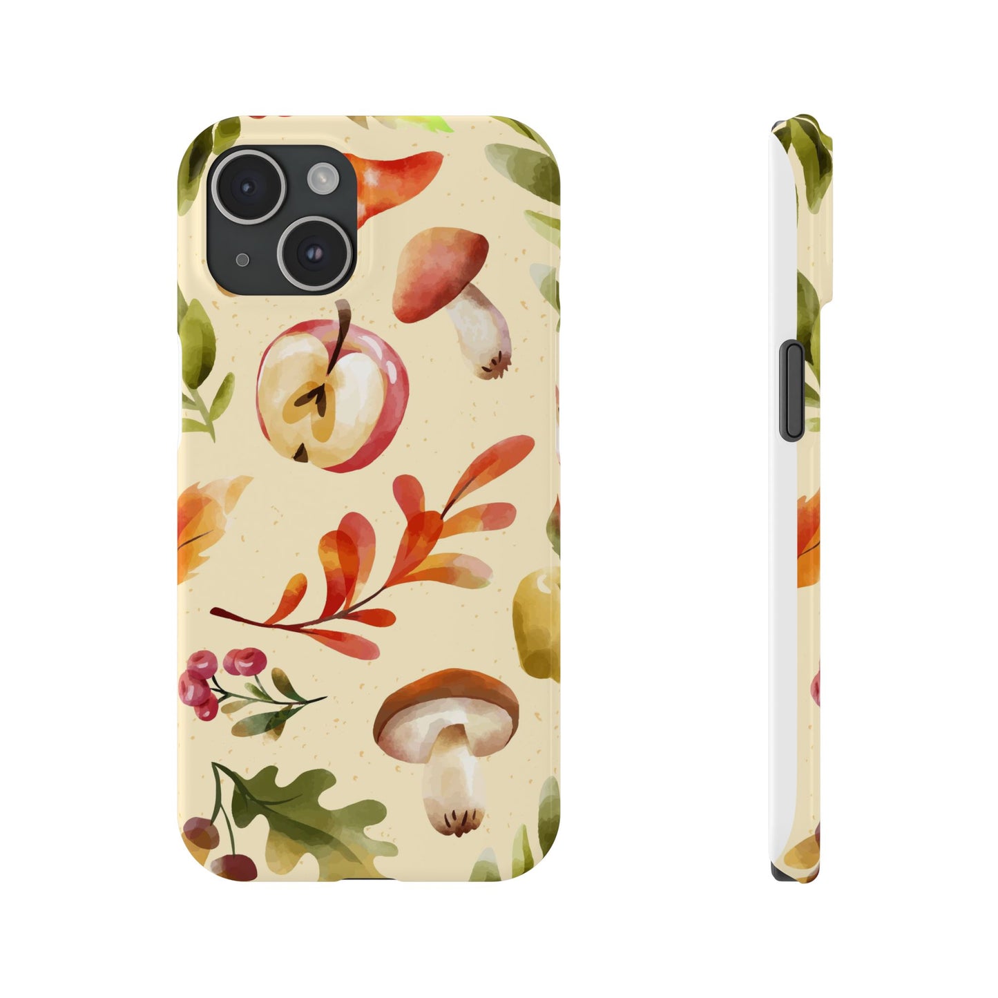 Beautiful iPhone case designs with autumn elements in watercolor style. These phone case designs are perfect for iPhone 16, 15, iPhone 14 and 13