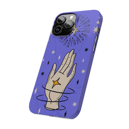 Purple Mystic Hand iPhone 15, 14, 13 Case - Celestial Design - Fits iPhone 15 Pro and Max - Ideal Gift for Astrology Enthusiasts