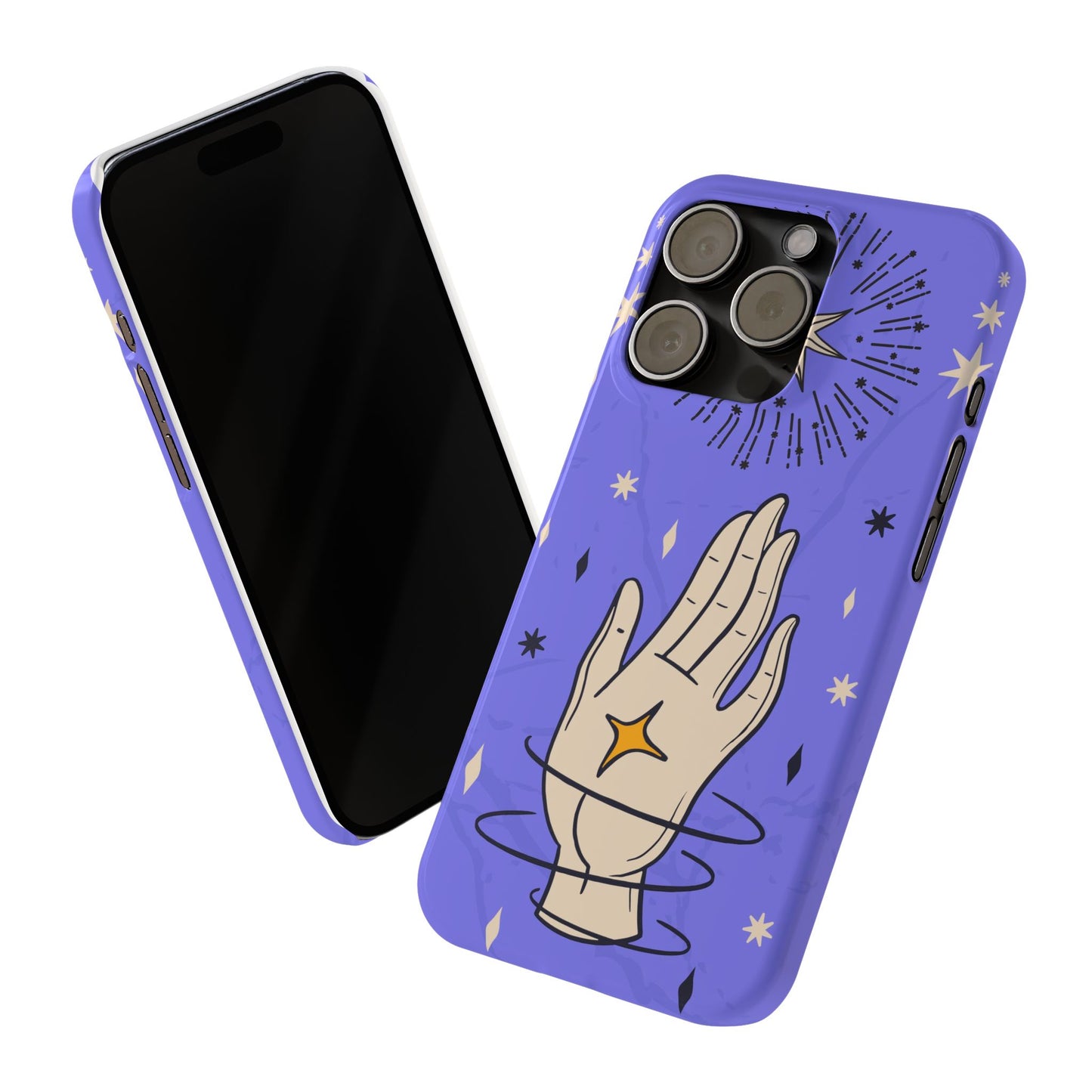 Purple Mystic Hand iPhone 15, 14, 13 Case - Celestial Design - Fits iPhone 15 Pro and Max - Ideal Gift for Astrology Enthusiasts