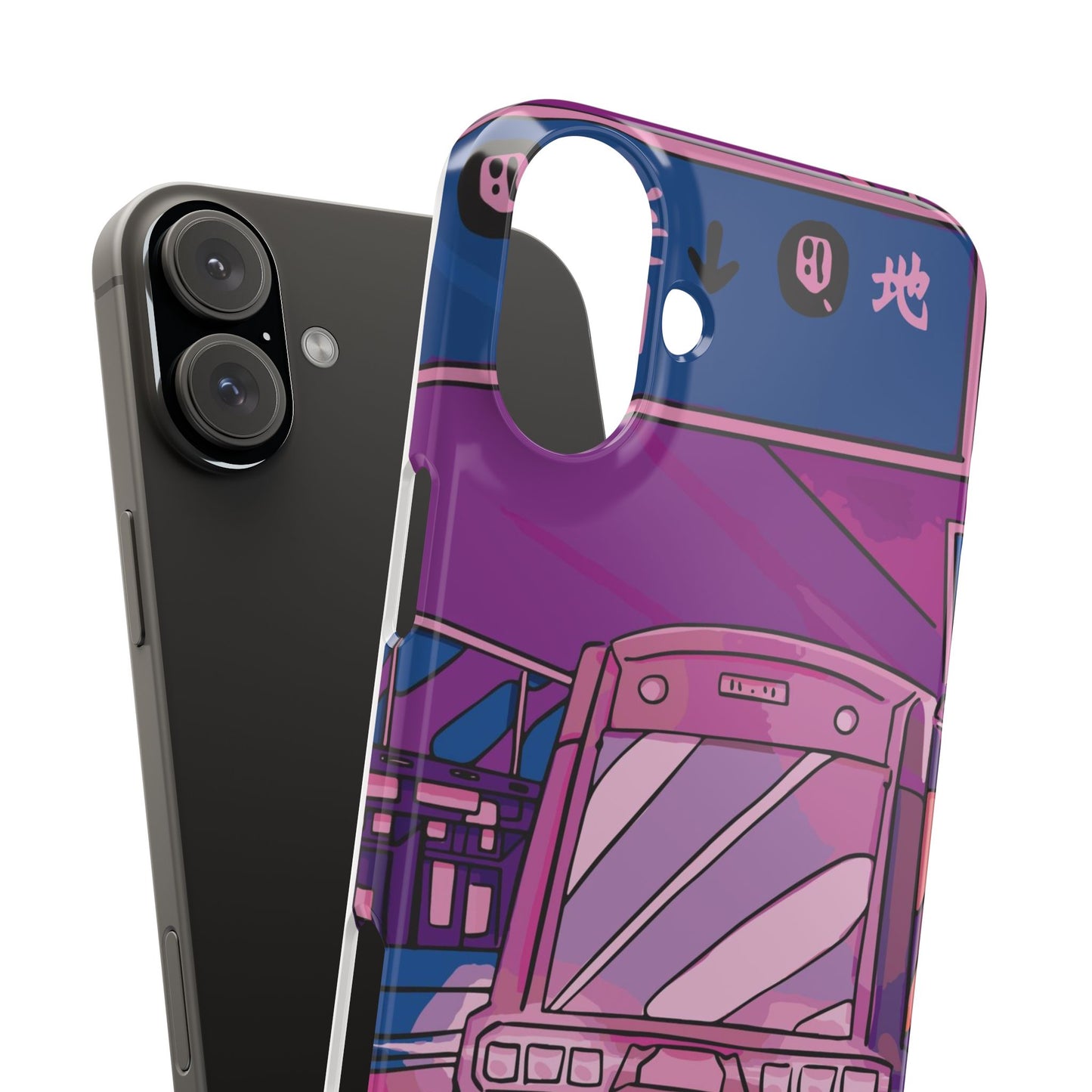 iPhone case with Japanese Vaporwave cityscape for iPhone 16, 15, 14 and 13. Neon Asian style