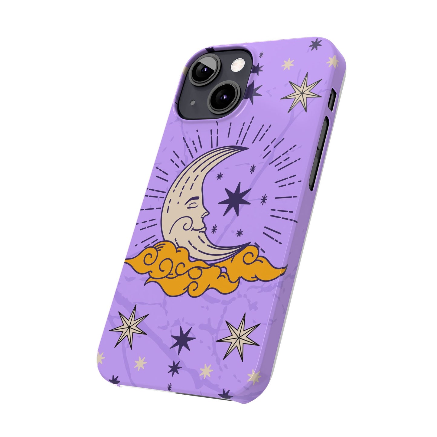 Purple Moon & Modern Witch iPhone 16, 15, 14, 13 Case - Celestial Design - Fits iPhone 15 Pro and Max - Ideal Gift for Modern Witches