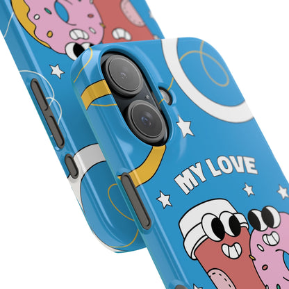 Fast food couple in retro cartoon style.