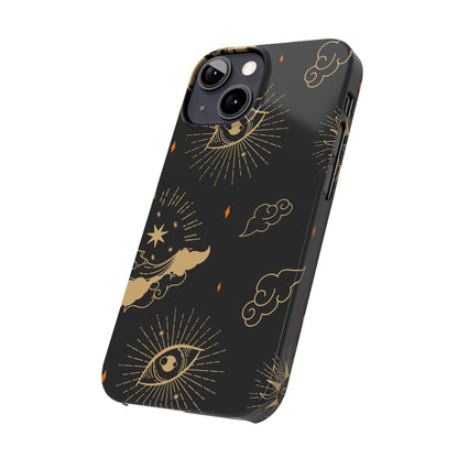 Black and Gold Mystical Astrology iPhone  16, 15, 14,  13 Case. Perfect Gift for Astrology Lovers. Celestial Symbolism - Fits iPhone 15 Pro & Max