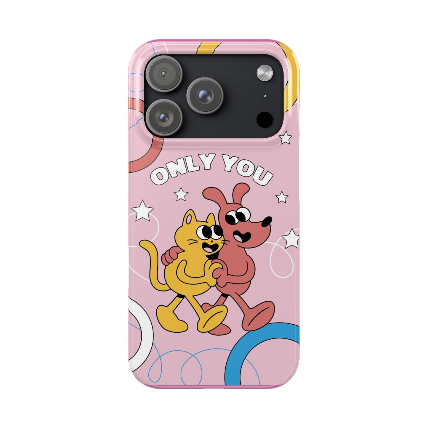 Dog and cat couple in retro cartoon style.