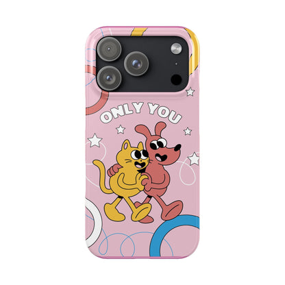 Dog and cat couple in retro cartoon style.