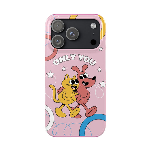 Dog and cat couple in retro cartoon style.