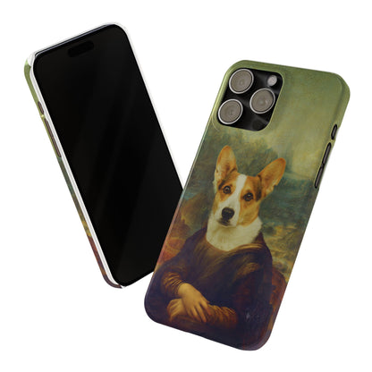 Puppy iPhone Case, Mona Lisa Parody, Wireless Charging - iPhone 16, 15, 14, 13 Pro/Max