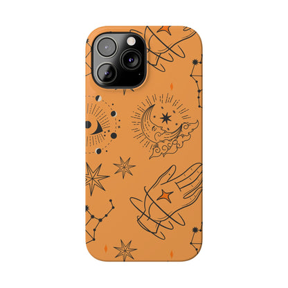 Orange Mystical Astrology iPhone 16, 15, 14, 13 Case - Ideal Gift for Astrology Enthusiasts - Celestial Artistry - Fits iPhone 15 Pro and Max