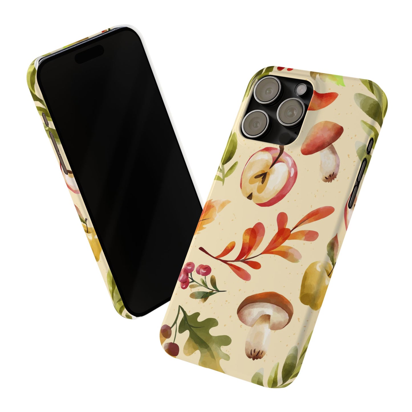 Beautiful iPhone case designs with autumn elements in watercolor style. These phone case designs are perfect for iPhone 16, 15, iPhone 14 and 13