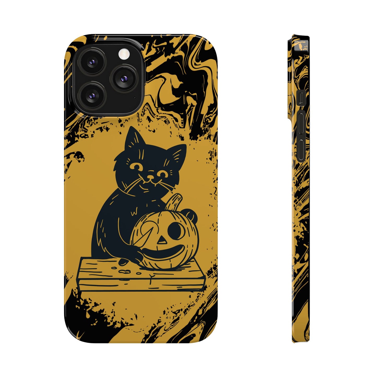 iPhone Case Halloween Edition: Kitty Carving Pumpkin. Iphone 16, 15 case, iphone 14 case, iphone 13 case. Pro, max and mini