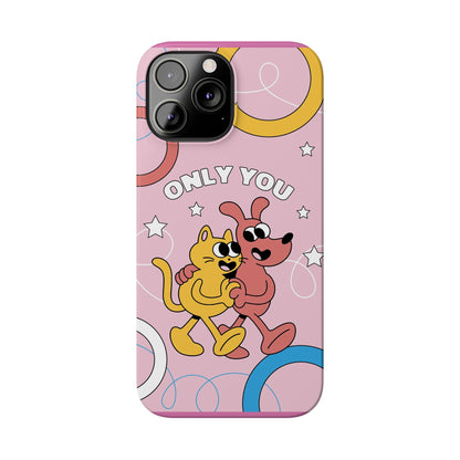 Dog and cat couple in retro cartoon style.