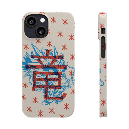 Geek iPhone case with dragon design and Asian art duotone style. Iphone 15 case, iphone 14 and iphone 13 pro and max