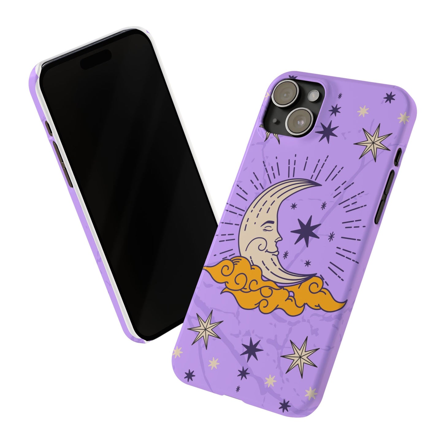 Purple Moon & Modern Witch iPhone 16, 15, 14, 13 Case - Celestial Design - Fits iPhone 15 Pro and Max - Ideal Gift for Modern Witches