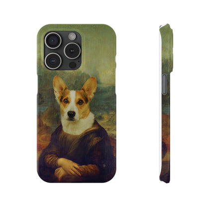 Puppy iPhone Case, Mona Lisa Parody, Wireless Charging - iPhone 16, 15, 14, 13 Pro/Max