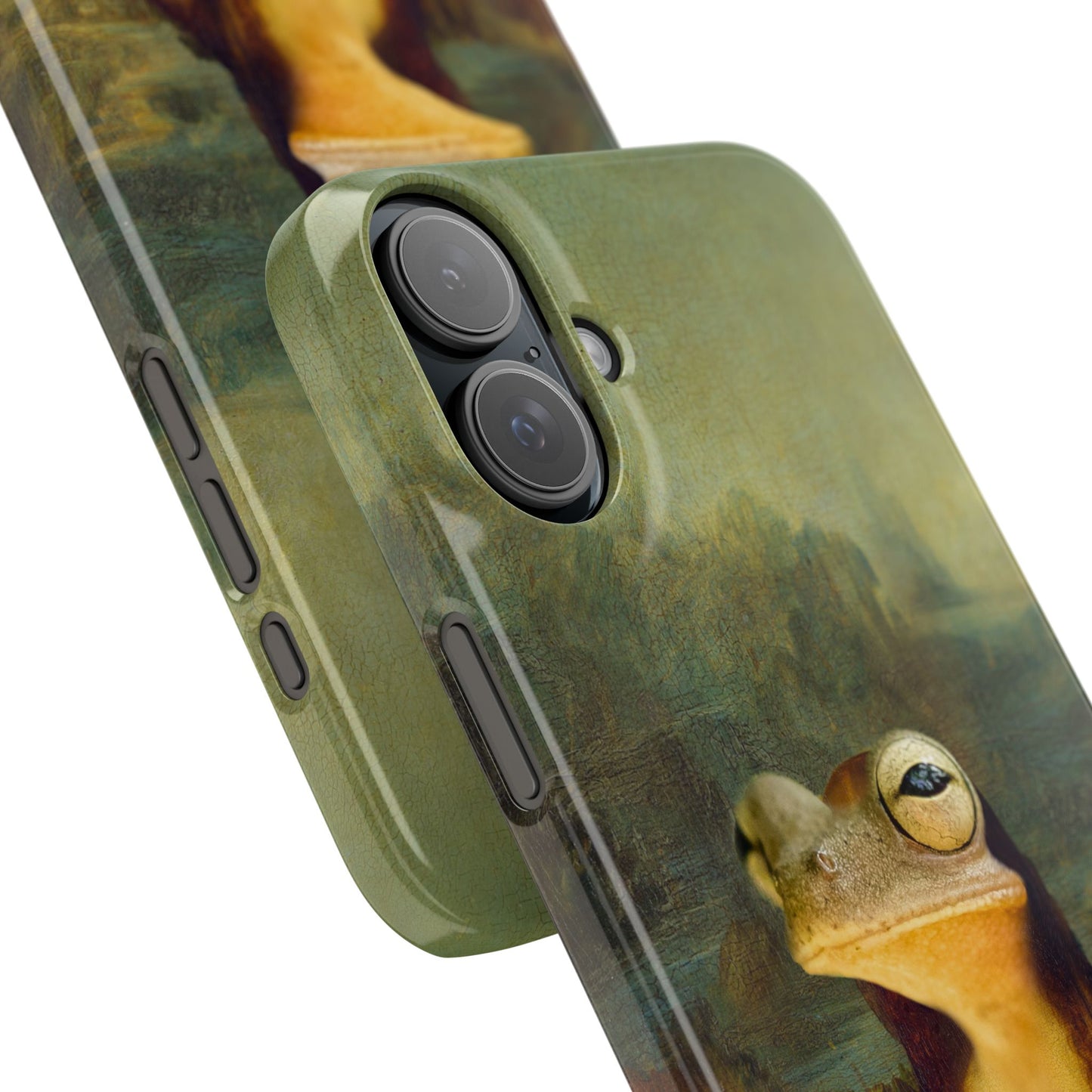 Froggy iPhone Case, Mona Lisa Parody, Wireless Charging - iPhone 16, 15, 14, 13 Pro/Max