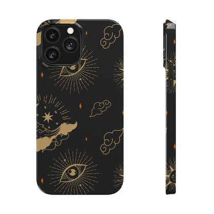 Black and Gold Mystical Astrology iPhone  16, 15, 14,  13 Case. Perfect Gift for Astrology Lovers. Celestial Symbolism - Fits iPhone 15 Pro & Max