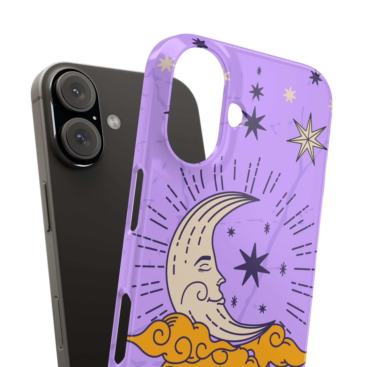 Purple Moon & Modern Witch iPhone 16, 15, 14, 13 Case - Celestial Design - Fits iPhone 15 Pro and Max - Ideal Gift for Modern Witches