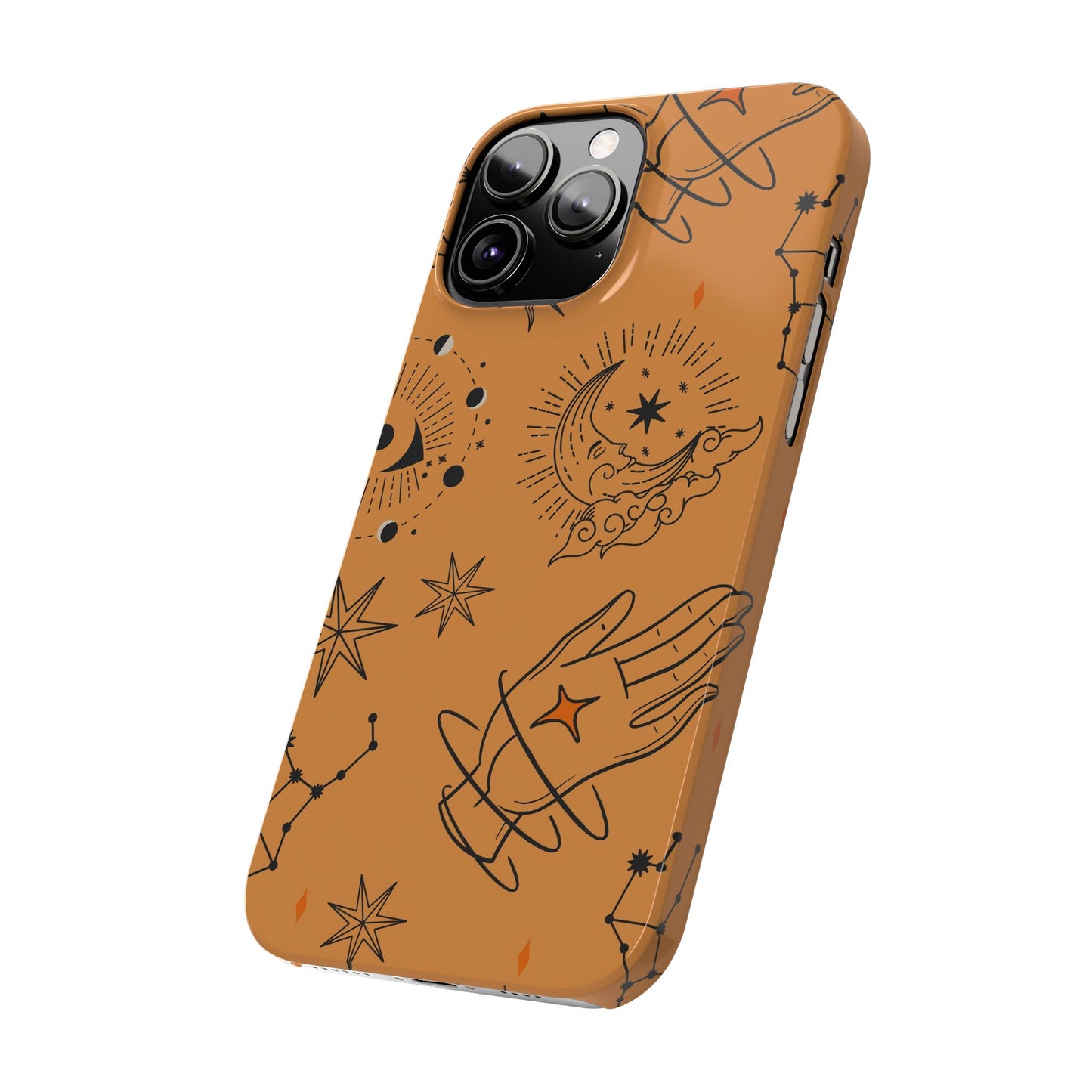 Orange Mystical Astrology iPhone 16, 15, 14, 13 Case - Ideal Gift for Astrology Enthusiasts - Celestial Artistry - Fits iPhone 15 Pro and Max