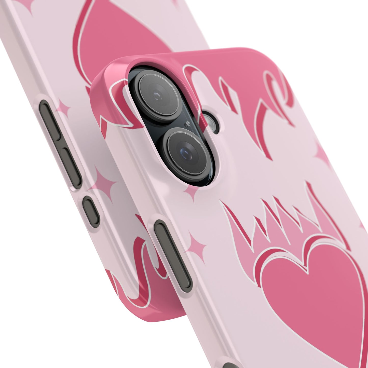 Pink iPhone 15 Case with Heart on Fire - Modern and Feminine Design - For iphone 13, iphone 14 and iphone 15 pro and max