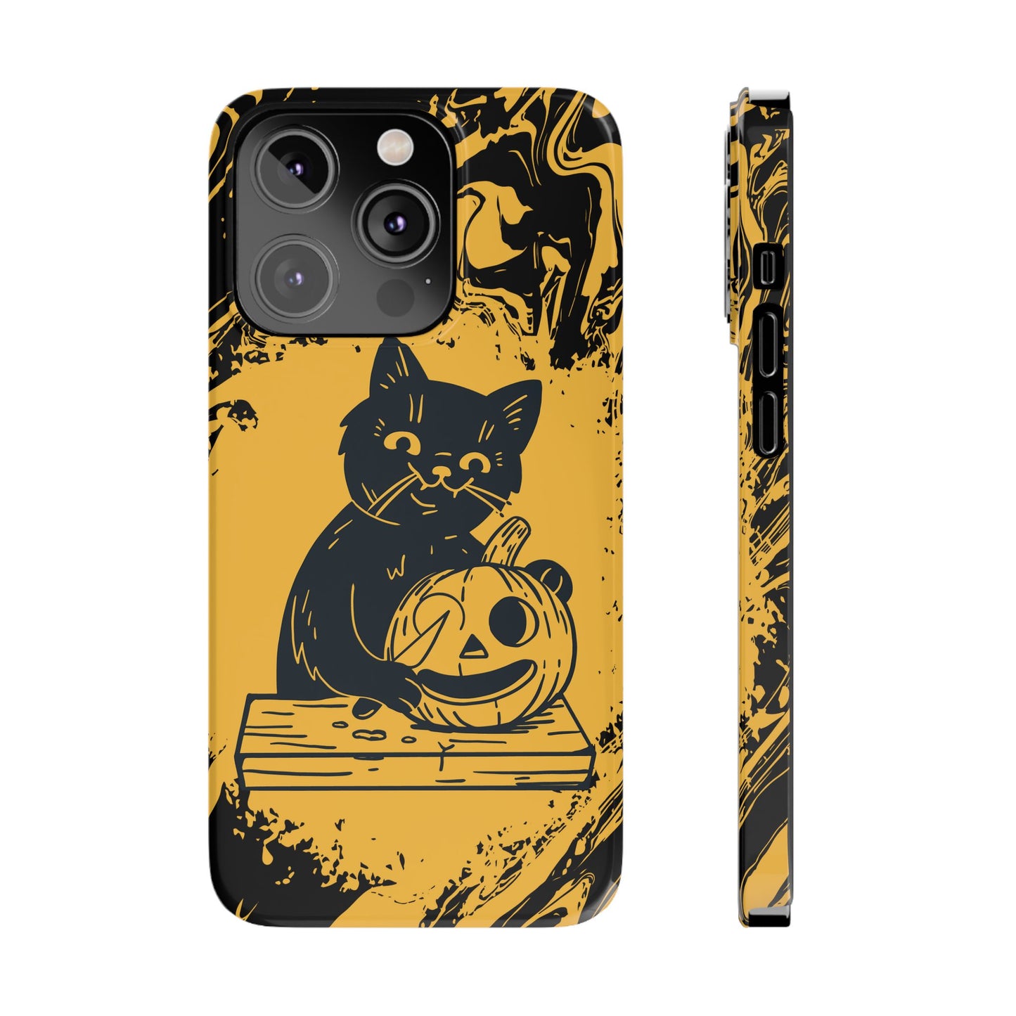 iPhone Case Halloween Edition: Kitty Carving Pumpkin. Iphone 16, 15 case, iphone 14 case, iphone 13 case. Pro, max and mini