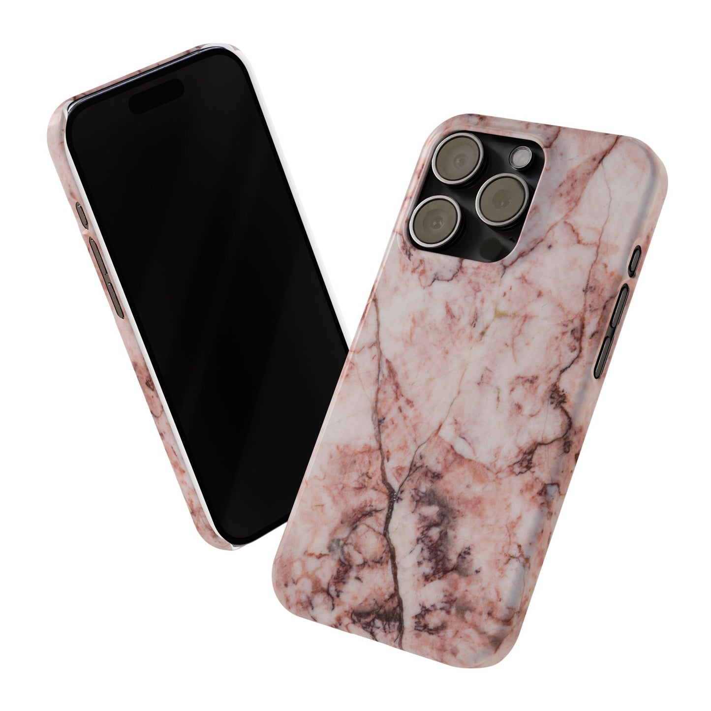 Case iPhone Natural pink stone marble design. For iphone 15, iphone 14 and iphone 13. Pro and max. Supports wireless charging. Premium