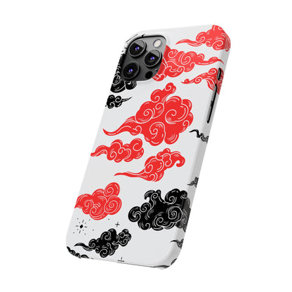 Red & Black Japanese Otaku Cloud iPhone Case - Stylish & Protective Cover